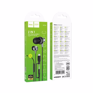 Hoco M119A juhtmega mikrofoniga kõrvaklapid, 3,5 mm / USB-C pistik, mustad