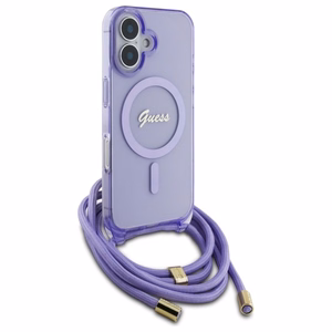 Guess Crossbody Cord Script MagSafe iPhone 16 Ümbris - lilla