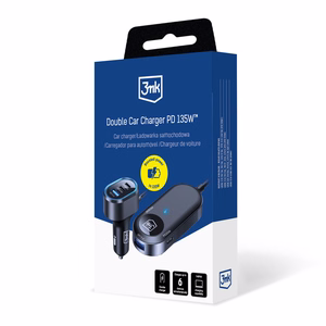 3mk Double autolaadija, 135 W, PD/QC/PPS, USB 2A4C, must/hall