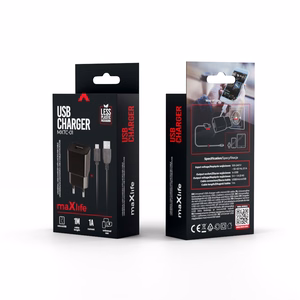 Maxlife MXTC-01 laadija 1x USB 1A must + microUSB kaabel
