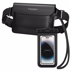Spigen Aqua Shield A621 veekindel puusakott + ujuv ümbris - must