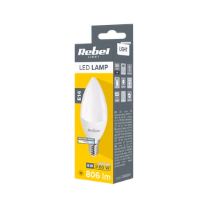 Rebel candle-shaped E14 LED bulb, 8 W, 4000 K, 230 V