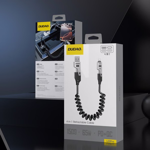 Dudao L20 Pro Кабель 4в1 USB-A / USB-C - Lightning / USB-C - чёрный