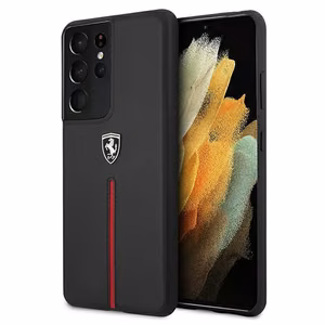 Ferrari Hardcase Samsung S21 Ultra G998 Off Track Leather Nylon Stripe black