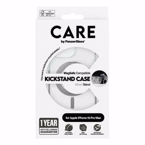 CARE by PanzerGlass Kickstand Ümbris MagSafe jaoks iPhone 15 Pro Max - hõbedane