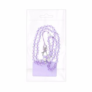 CRYSTAL DIAMOND Phone lanyard, Phone pendant / cord length 74cm (37cm in the loop) / on neck - lilla