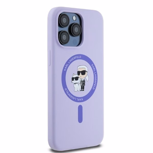 Чехол KARL LAGERFELD для iPhone 15 Pro Max совместимый с MagSafe KLHMP15XSCMKCRHU (Silicone KC Body Ring) фиолетовый