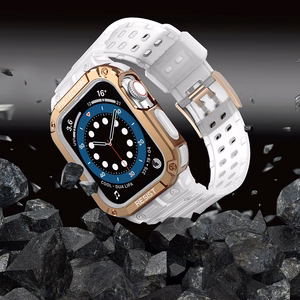 Protect Rihm Apple Watch 42/44/45mm pommitatud korpuse rihm - valge, roosakas kuldne