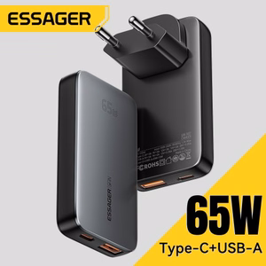 Laadija Essager GaN Ultra must 65W (1xPD / 1xQC3.0)