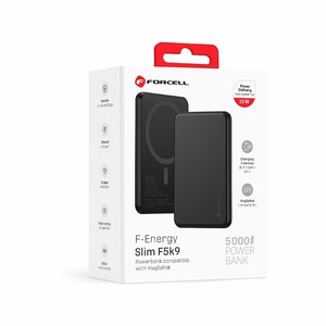 Forcell F-Energy Slim F5K9 akupank, MagSafe'iga ühilduv, 5000 mAh, 15 W, QC 4.0, PD 3.0, must