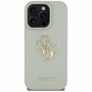 Guess Grained Big 4G Logo Small Classic Logo ümbris jaoks iPhone 16 Pro Max - roheline