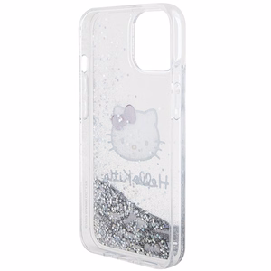 Hello Kitty Liquid Glitter Charms Kitty Head ümbris jaoks iPhone 14 - hõbedane