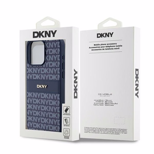 DKNY Leather Mono Stripe & Metal Logo чехол для iPhone 15 Pro Max - синий