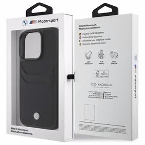 BMW Sign Leather Cardslot Ümbris jaoks iPhone 16 Pro Max - must