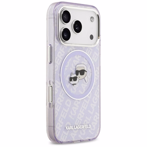 Karl Lagerfeld IML Glitter Karl & Choupette Heads Logo MagSafe Ümbris jaoks iPhone 17 Pro Max - Lilla