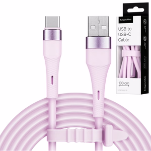 Kruger&Matz Basic USB–USB-C silikoonkaabel, 1 m, roosa