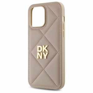 DKNY Quilted Stack Logo iPhone 14 Pro Ümbris - Beige