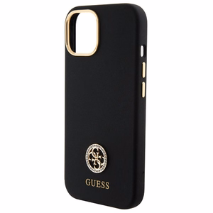 Guess Silicone Logo Strass 4G чехол для iPhone 15 - чёрный