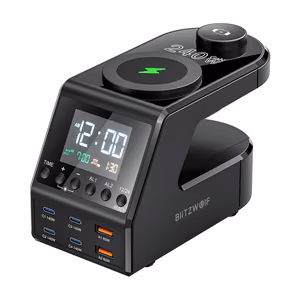 Blitzwolf BW-FW10 alarm clock with laadija 2xUSB-A, 4xUSB-C, 240W
