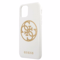 Guess GUHCN65TPUWHGLG iPhone 11 Pro Max valge/valge kõva ümbris Glitter 4G Circle Logo
