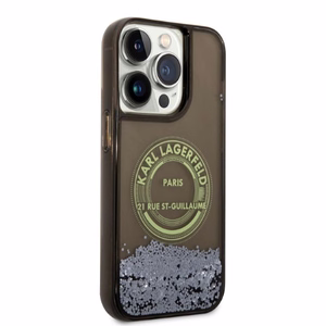 Karl Lagerfeld Liquid Glitter RSG ümbris jaoks iPhone 14 Pro - must