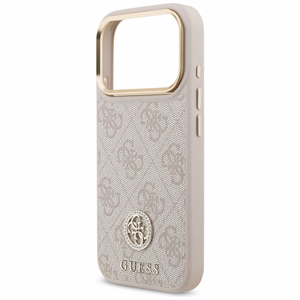 Guess 4G Strass Logo & Big Strap Metal Buttons MagSafe Ümbris jaoks iPhone 17 Pro - Roosa
