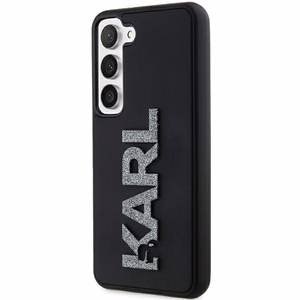 Karl Lagerfeld 3D Rubber Glitter Logo ümbris jaoks Samsung Galaxy S23 - must