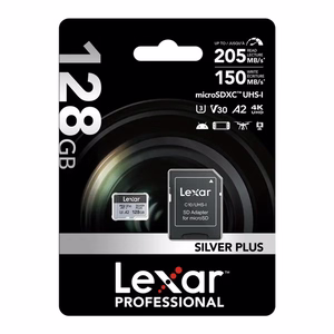 Карта памяти Lexar High-Performance Silver Plus microSDXC 128 ГБ + адаптер