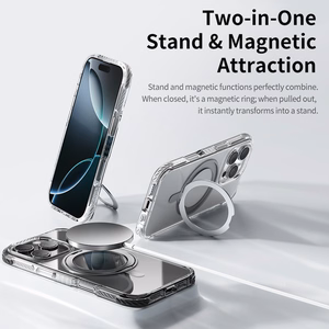 Rock Вращающаяся Подставка Crystal Series магнитная для Iphone 16 чёрная