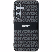 DKNY Leather Mono Stripe & Metal Logo ümbris jaoks Samsung Galaxy S24 - must