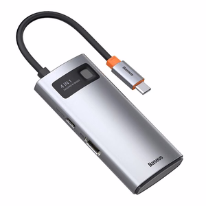 Jaotur 4in1 Baseus Metall Gleam seeria, USB-C to USB 3.0 + USB 2.0 + HDMI + USB-C PD