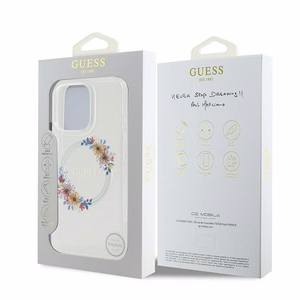 Guess IML Flowers Wreath MagSafe Ümbris jaoks iPhone 16 Pro - Clear