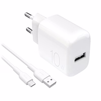 Puro PROLITE 10W USB-A wall laadija + USB-A - USB-C kaabel 1.2m - valge
