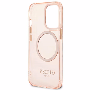 Guess Gold Outline Translucent MagSafe чехол для iPhone 13 Pro Max - розовый