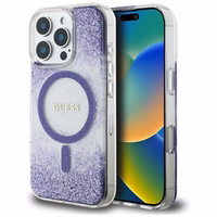 Guess HC Resin Bottom Glitter MagSafe ümbris jaoks iPhone 16 Pro Max - lilla