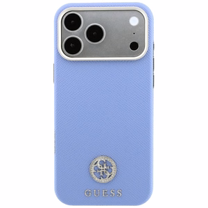 Guess Grained Round Strass Logo MagSafe ümbris iPhone 18 Pro Max / 17 Pro Max – sinine