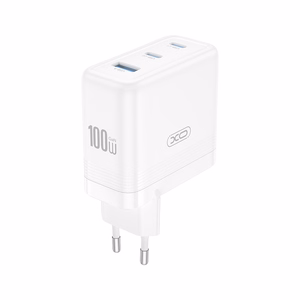 XO seinalaadija CE35 PD 100W 2x USB-C 1x USB valge