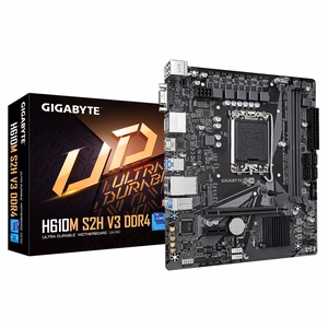 Gigabyte H610M S2H V3 DDR4 emaplaat - toetab Intel Core 14. põlvkonna protsessoreid, 4+1+1 hübriid digitaalne VRM, kuni 3200MHz DDR4, 1xPCIe 3.0 M.2, GbE LAN, USB 3.2 Gen 1