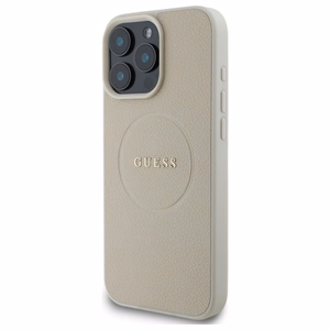 Guess Grained Kuldne Ring MagSafe Ümbris jaoks iPhone 16 Pro Max - Beige