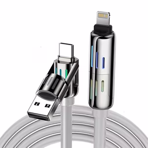 Blitzwolf BW-HDC6 4-in-1 USB-C/USB-A to USB-C/Lightning kaabel 1.2m 240W RGB (hall)
