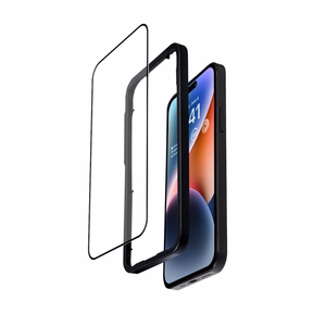 Crong Anti-Bacterial 3D Armor Glass 9H kogu ekraani kattev karastatud kaitseklaas iPhone 14 Pro jaoks koos paigaldusraamiga