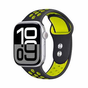 Crong Duo Sport rihm Apple Watch 38 / 40 / 41 / 42 mm kellale, must ja laimiroheline