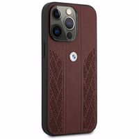 BMW Leather Curve perforeeritud ümbris iPhone 13 Pro / iPhone 13 jaoks - punane