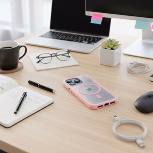 Case for iPhone 16 PRO Flexline Mag Cover compatible with MagSafe pink