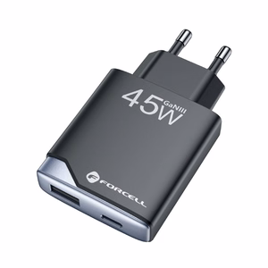 Phone laadija Forcell F-Energy Ultra Slim GaN III USB C + USB A PD QC4.0 3A 45W B245202(1A1C) must