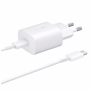 Samsung 25W EP-TA800EWE USB-C wall laadija koos Samsung EP-DA705BWE USB-C / USB-C kaabel replacement packaging - valge
