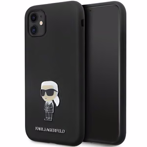 Karl Lagerfeld KLHCN61SMHKNPK ümbris jaoks iPhone 11 / Xr - must Silicone Ikonik Metal Pin