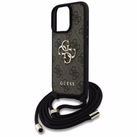 Guess 4G Big Logo Cord Stap Crossbody Ümbris jaoks iPhone 16 Pro Brown