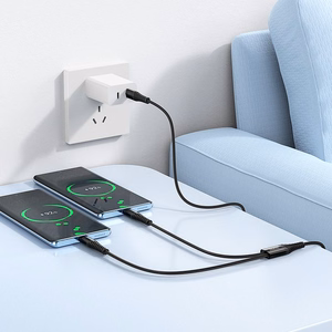 Кабель 2-в-1 USB C to USB C+C Hoco 1 м X123 чёрный