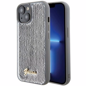 Guess чехол для iPhone 13 / 14 / 15 GUHCP15SPSFDGSS (Sequin Script Metal) серебряный